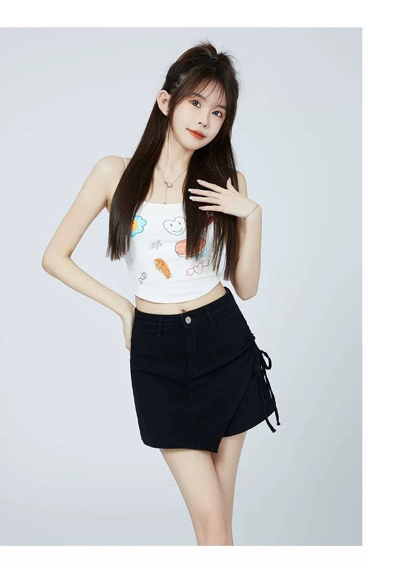 設計感高腰顯瘦不規則A字裙,2025春季新款抽繩A字包臀半身裙 設計感高腰顯瘦不規則A字裙,2025春季新款抽繩A字包臀半身裙